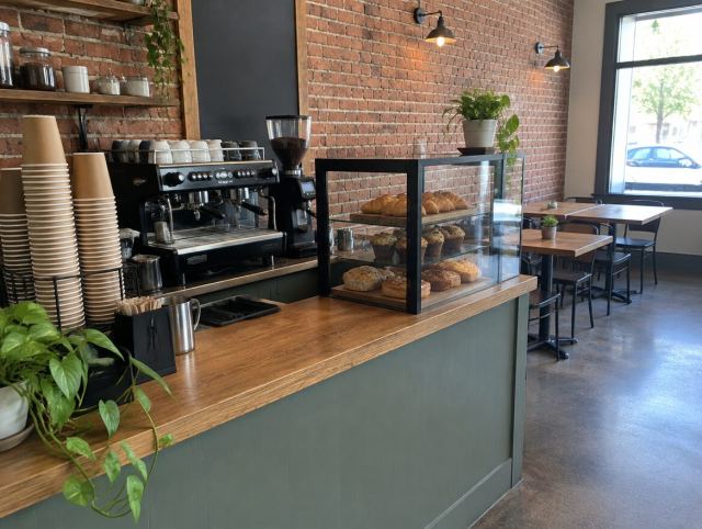 Coffee shop and roaster in a walkable downtown